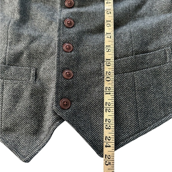 TOMMY HILFIGER HERRINGBONE NOTCHED WOOL BLEND VEST SIZE SMALL - Picture 14 of 16